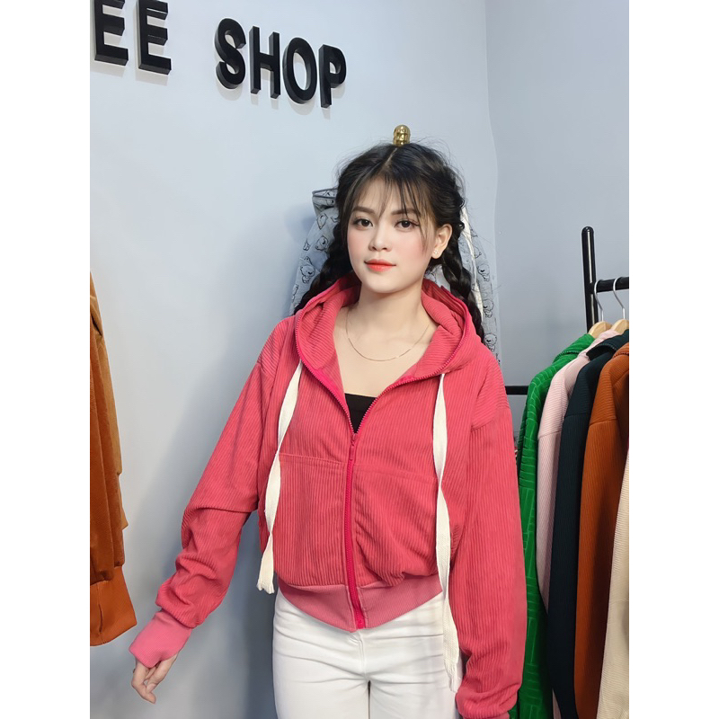 ÁO KHOÁC NHUNG KAKI GÂN BEE-SHOP