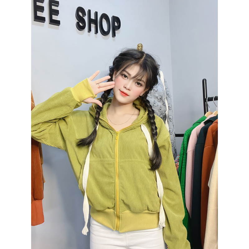 ÁO KHOÁC NHUNG KAKI GÂN BEE-SHOP