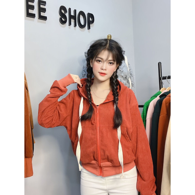 ÁO KHOÁC NHUNG KAKI GÂN BEE-SHOP