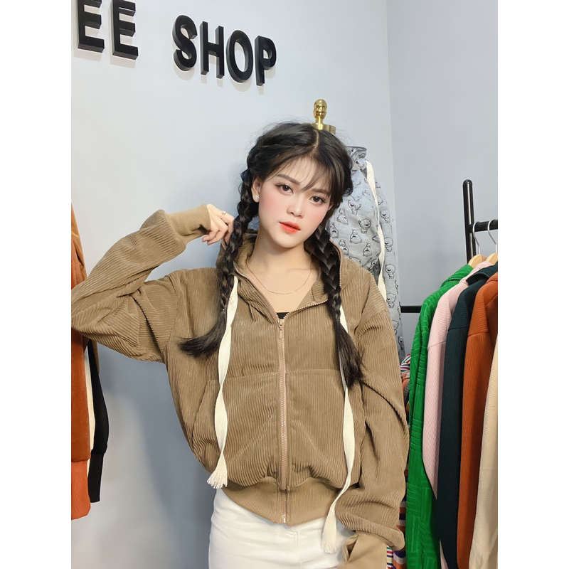 ÁO KHOÁC NHUNG KAKI GÂN BEE-SHOP