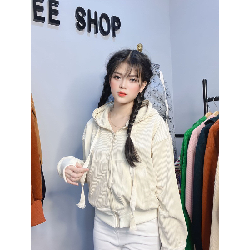 ÁO KHOÁC NHUNG KAKI GÂN BEE-SHOP