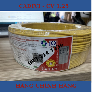 Dây điện cadivi 1.25 đơn 7 sợi cv1.25 - cuộn 100 mét