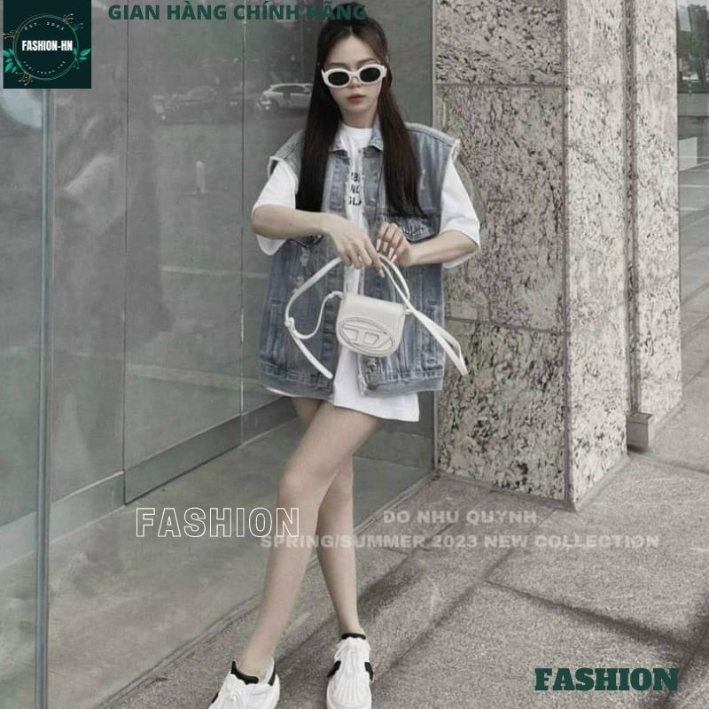 Áo gile jean dáng rộng rách viền tua rua - Áo khoác bò màu xanh năng động cá tính siêu hot - FASHION AKB13