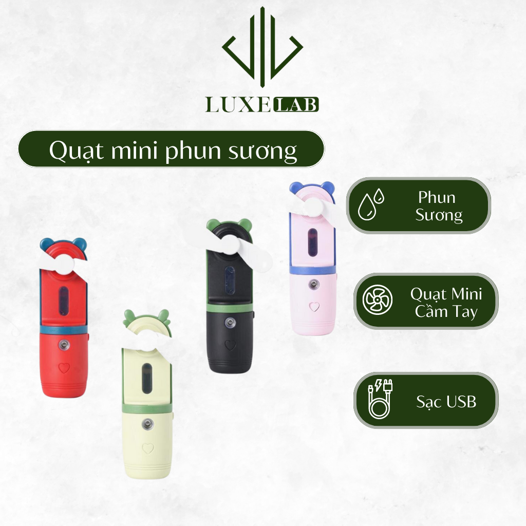 Quạt Cầm Tay Mini 3 Chế Độ Gió Tích Hợp Phun Sương Và Đèn Led Tiện Dụng LUXELAB 11580