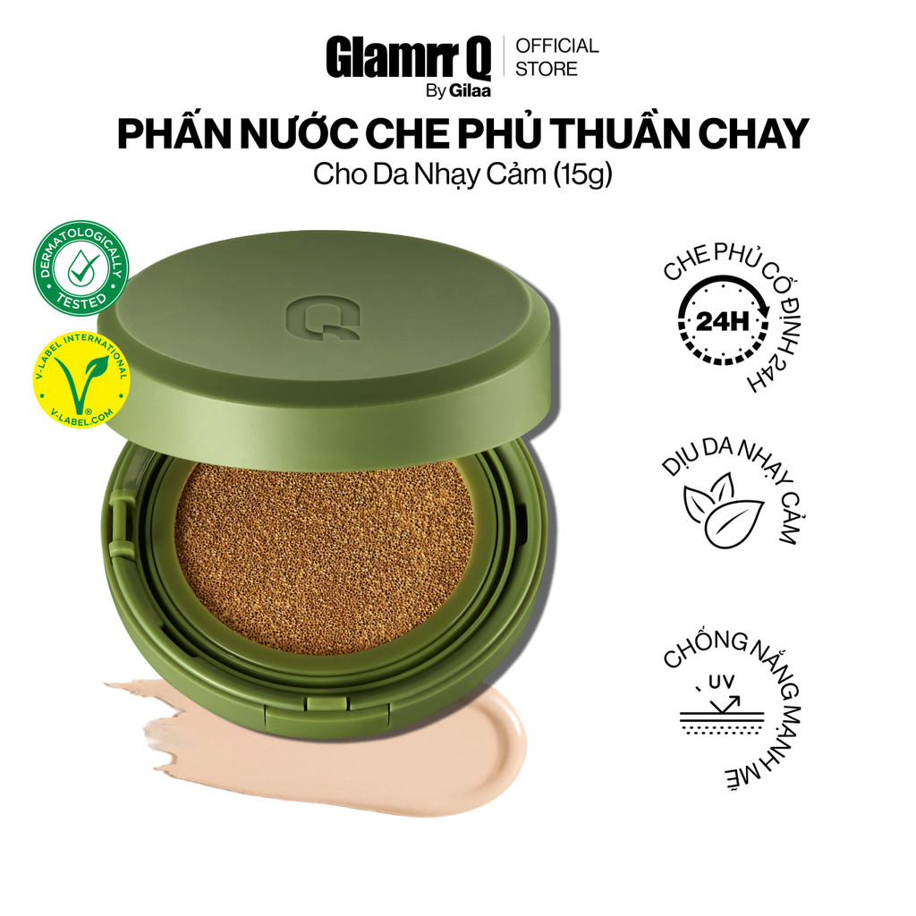 Siêu Phấn Nước Che Phủ GLAMRR Q Vegan Super Cover Cushion SPF50+/PA+++ (1 lõi x 15g)