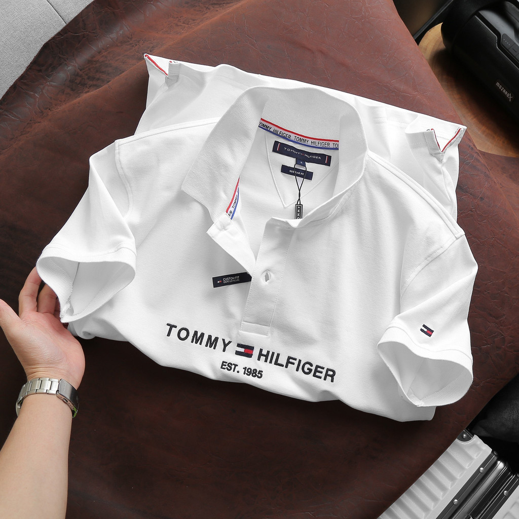 Áo thun có cổ polo tay ngắn Tommy vải cá sấu co dãn 4 chiều dày dặn xuất xịn