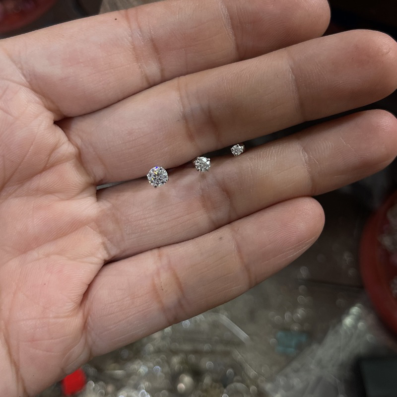 khuyên tai bạc si kim đá kim cương moissanite (1 chiếc)