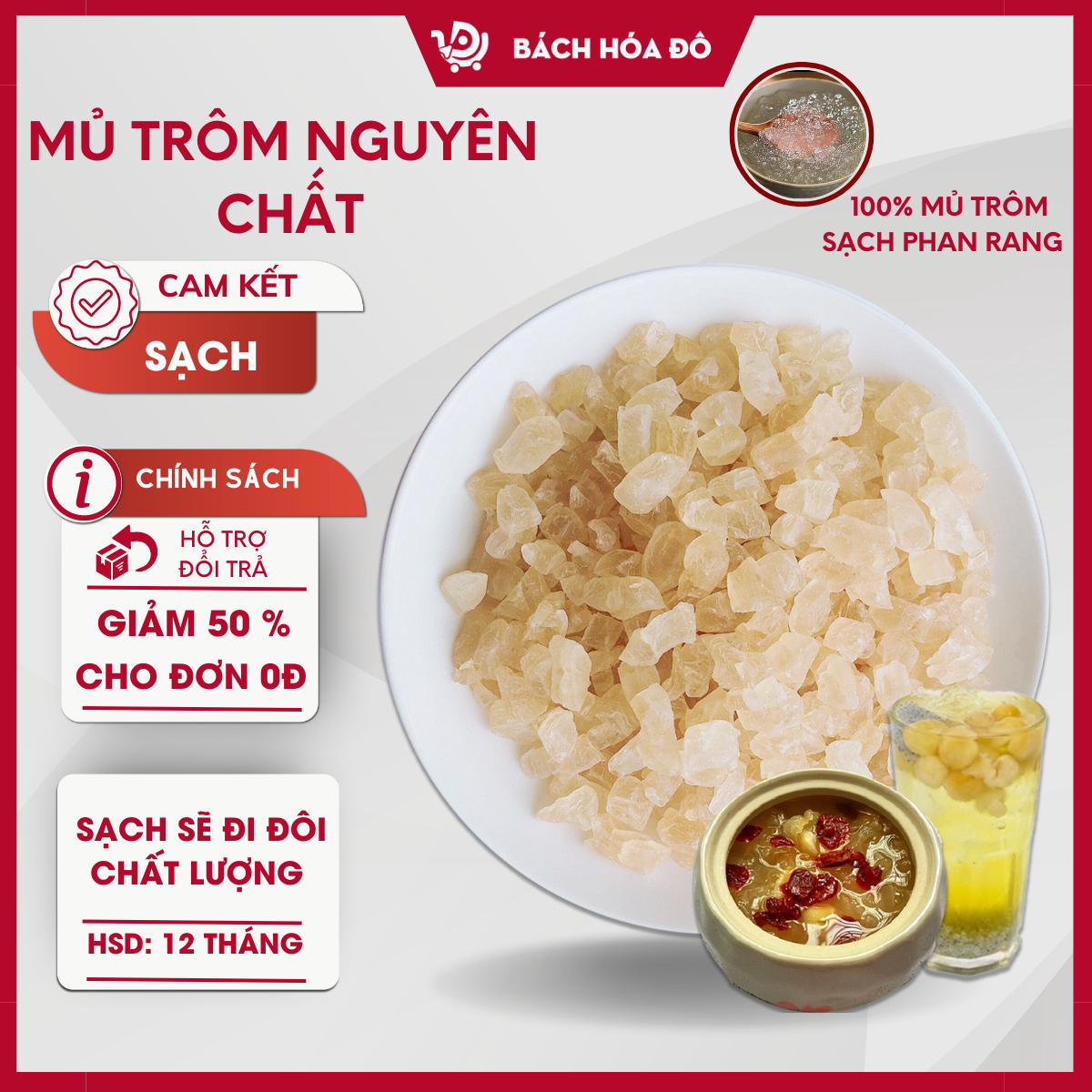 Mủ Trôm Sạch Chính Gốc Phan Rang Nguyên Chất Không Tẩy Trắng Shop Bách Hóa Đô