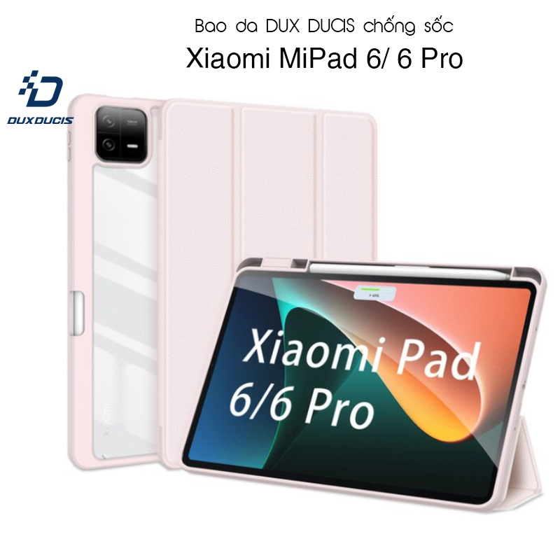 Bao da DUX DUCIS MiPad 6 / 6 Pro (TOBY SERIES) - Mặt lưng trong, Có Khay Đựng Bút - Hồng