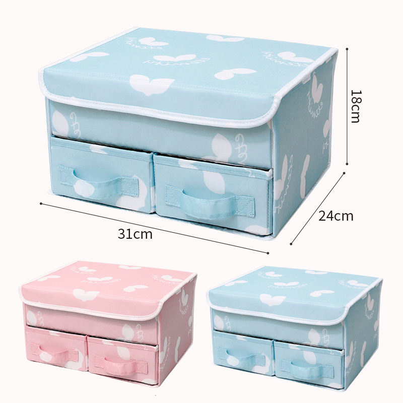 Hộp đựng đồ lót, hộp đựng đồ 2 lớp gấp gọn, dạng ngăn kéo, nhiều màu tùy chọn