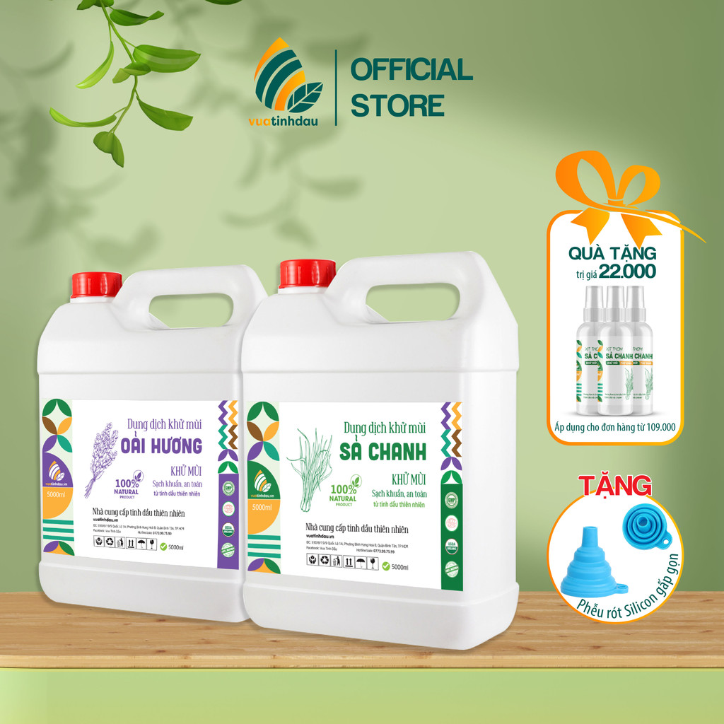 Can Dung Dịch Tinh Dầu Thiên Nhiên Vệ Sinh Khử Khuẩn Đa Năng 5000ml VUATINHDAU Xịt Thơm Phòng Lau Sàn Vệ Sinh Nhà Cửa