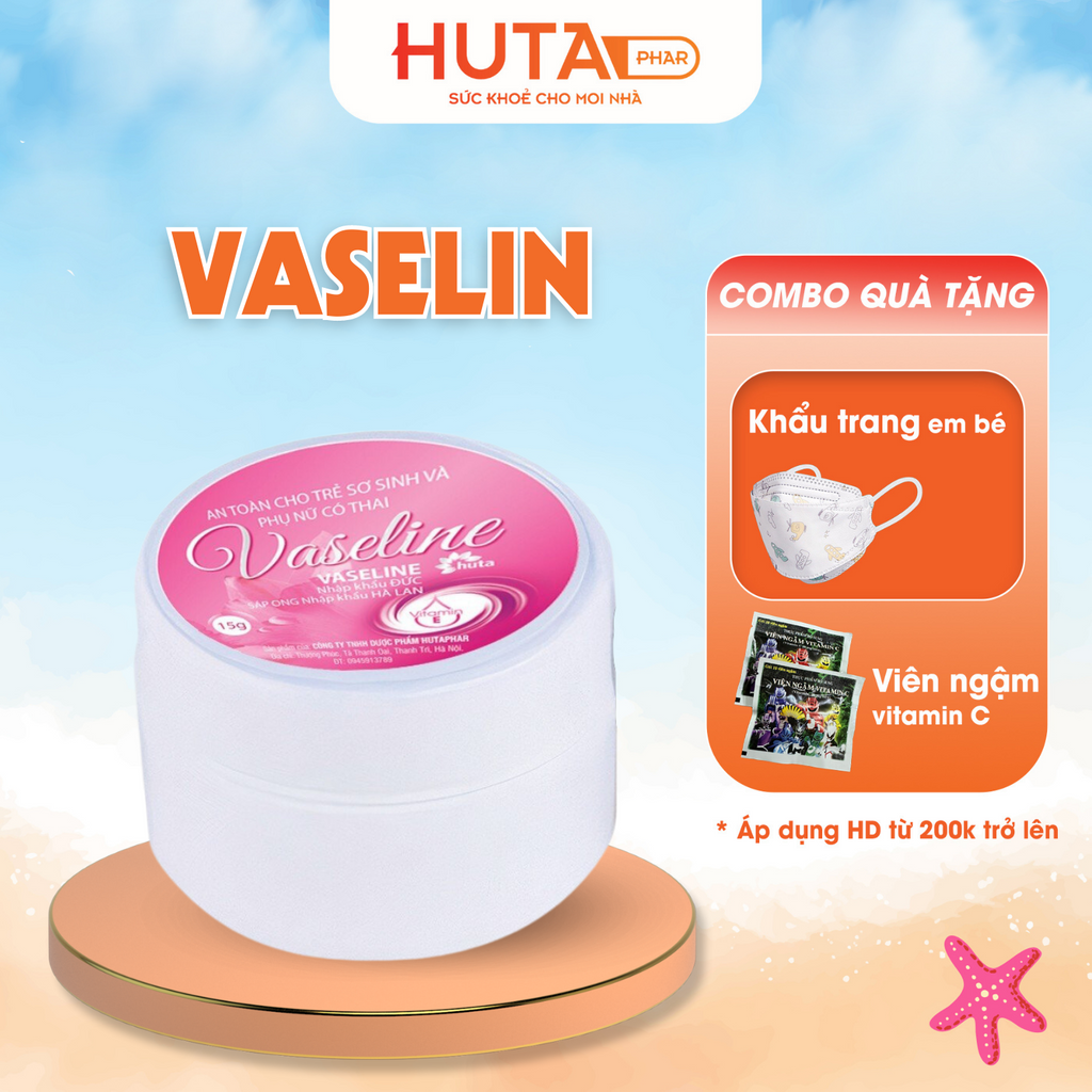Sáp dưỡng môi hồng xinh - Vaseline 15g- HUTA, cho đôi môi luôn căng mọng tràn sức sống