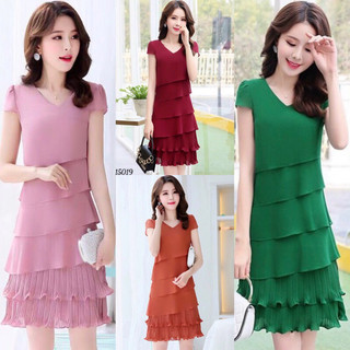 Đầm voan váy suông tầng dập li _ Đầm thiết kế nhiều form size M.L.XL.2XL