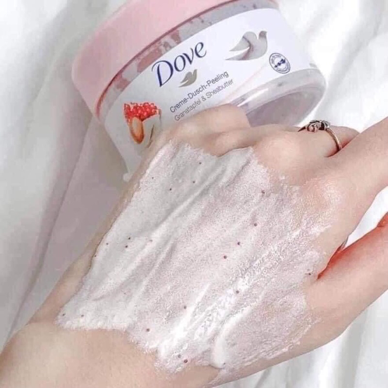 Tẩy tế bào chết body Dove xanh, hồng 225gr bản Đức
