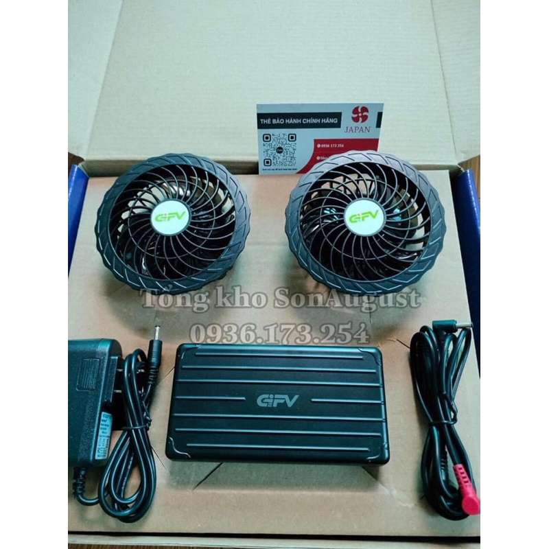 Bộ PIN, QUẠT, SẠC, DÂY CÁP .Áo điều hoà GIFV 32.000Mah- 12V chính hãng.