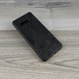 Ốp Lưng Samsung Galaxy S10 Plus Da Cá Sấu Có Gù Đen