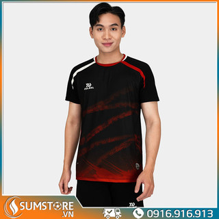 Áo cầu lông bulbal ss23 ba1010 đen đỏ - áo thể thao cho nam nữ