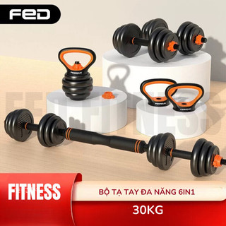 Bộ tạ đa năng 30kg 6in1  FED- 130230. Nhiều chức năng, phù hợp mọi bài tập, tay, ngực, vai, lưng.