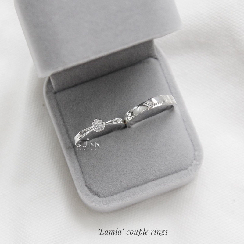 Nhẫn đôi bạc Lamia, nhẫn cặp bạc 925 đính đá ý nghĩa Quinn Jewelry