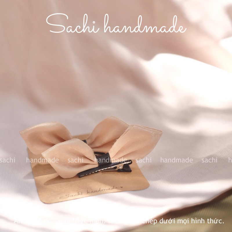 Set kẹp tóc nơ đứng trơn màu handmade by Sachi