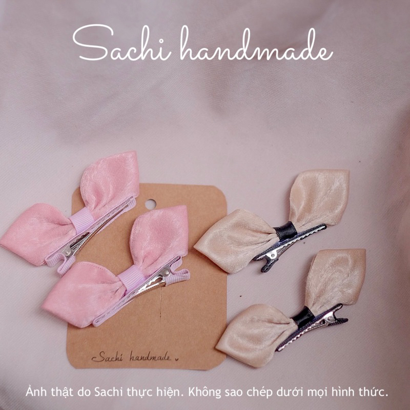 Set kẹp tóc nơ đứng trơn màu handmade by Sachi