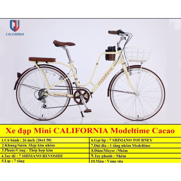 Xe đạp 26 inch khung nhôm California Modeltime Cacao 7 líp