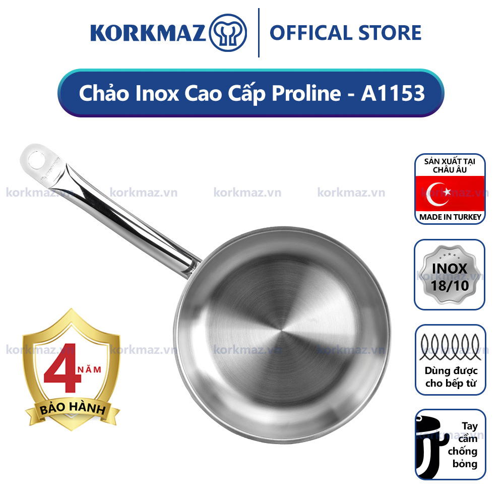 Chảo inox bếp từ cao cấp Korkmaz Proline 24cm - sản xuất Thổ Nhĩ Kỳ - A1153