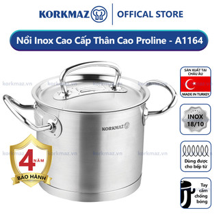 Nồi nấu bếp từ inox cao cấp korkmaz proline 2.7 lít thân cao - sản xuất thổ nhĩ kỳ - ø16x14cm - a1164