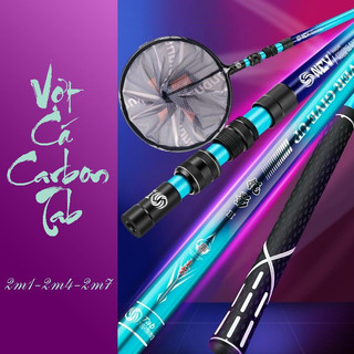 Cán vợt câu đài tab kích thước 2.1m, 2.4m, 2.7m, chất liệu carbon