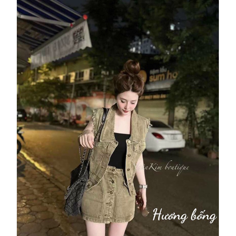 Set Gile Bò Chân Váy Khuy Hot Hit