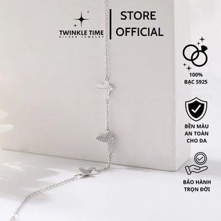 Lắc tay bạc hình bướm đính đá cao cấp Twinkle time phong cách Hàn Quốc TT055