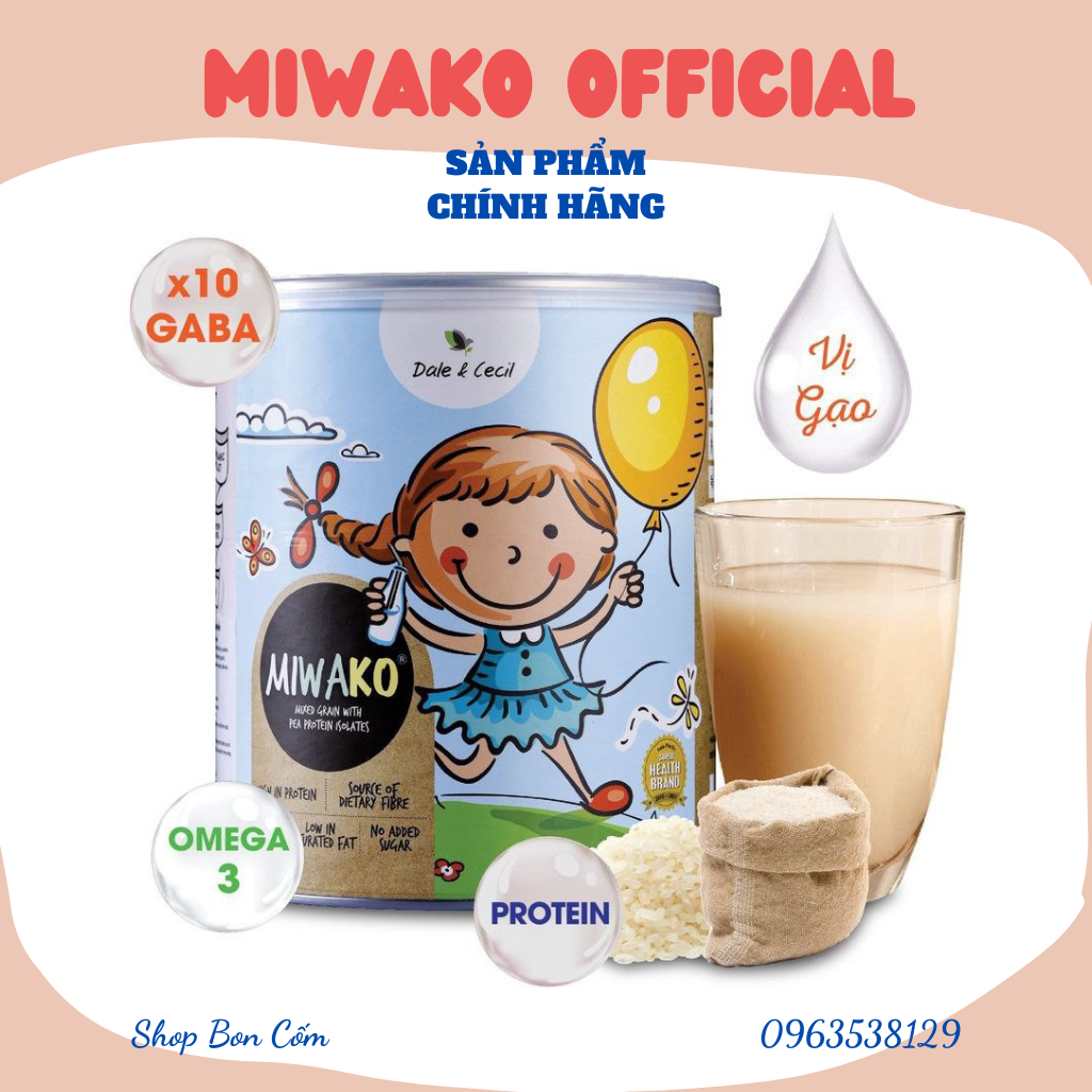 Sữa Hạt Thực Vật Hữu Cơ MIWAKO vị Gạo Hộp 700g- Sữa cho trẻ dị ứng đạm sữa bò, Bất dung nạp Lactose 