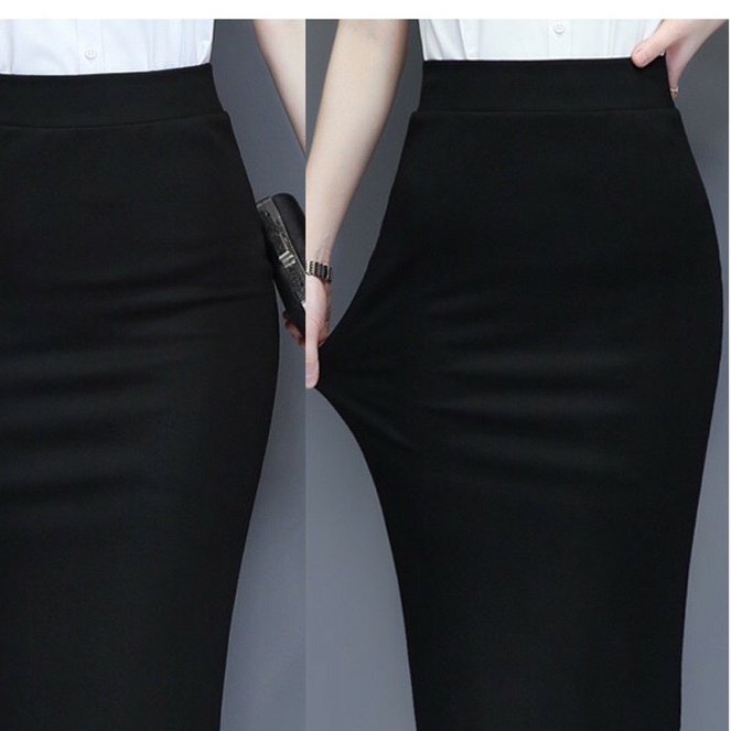 Chân Váy Bút Chì Dáng Dài 80cm chất UMI Hàn co giãn 4 chiều xẻ tà sau