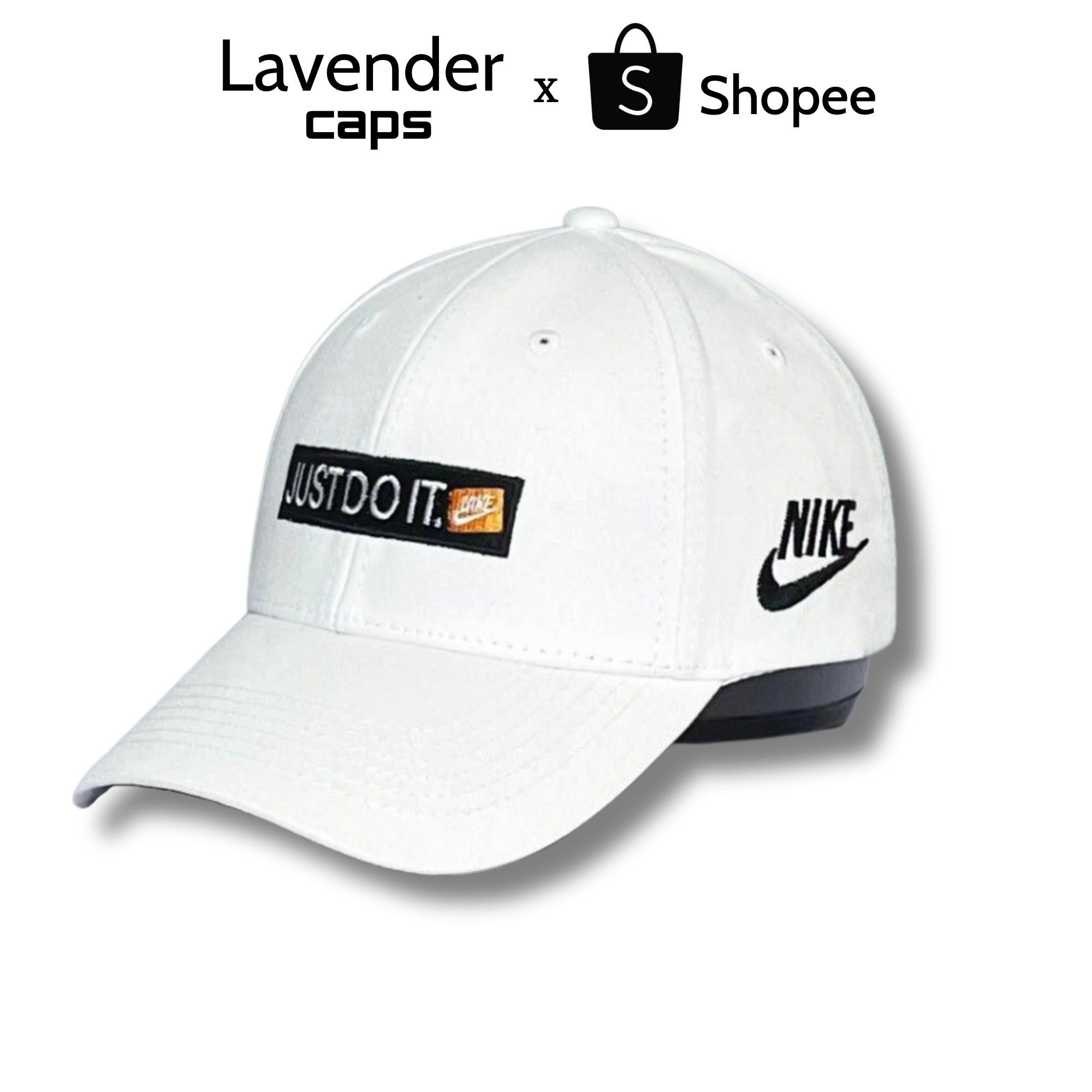 Nón kết Mũ lưỡi trai Just Do It trắng logo thêu đen tinh tế Free size