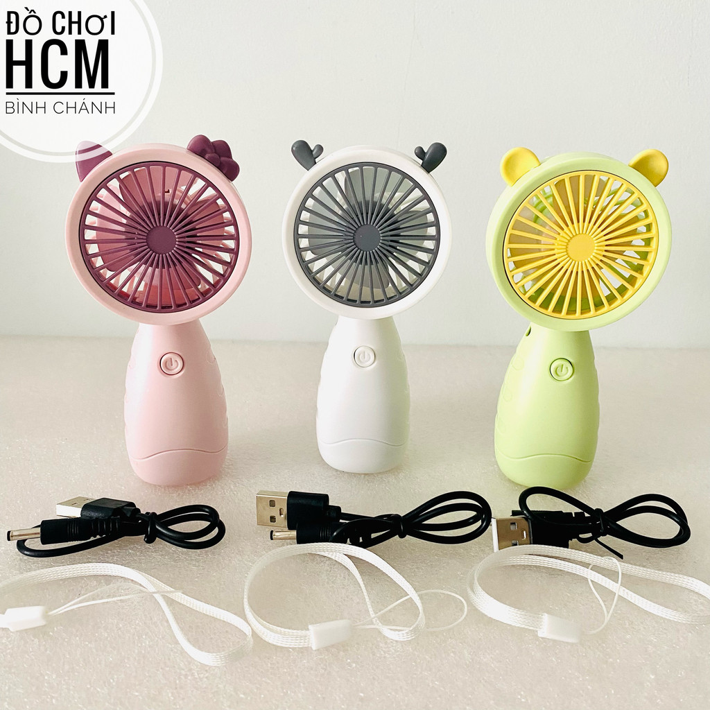Đồ chơi trẻ em quạt cầm tay mini sạc pin dễ thương cho bé, có dây móc tiện dụng, tích điện JL8802