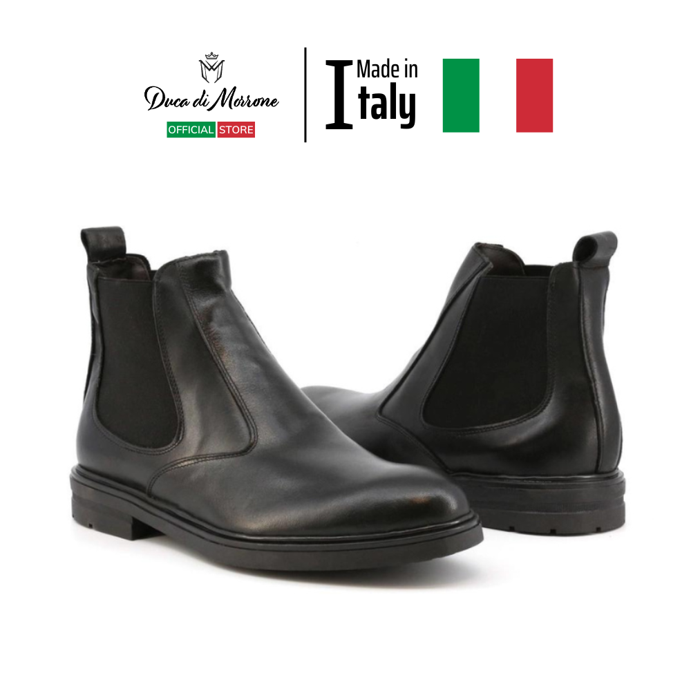 Giày Chelsea Boots nam da trơn - DUCA DI MORRONE - Sản xuất và nhập khẩu CHÍNH HÃNG từ ITALY - DAMIANO-PELLE_NERO
