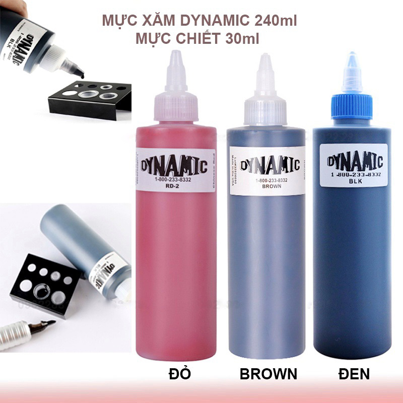 Mực Tập DYNAMIC Chai Lớn Mực Học Phun Xăm Giá Rẻ Tattoo