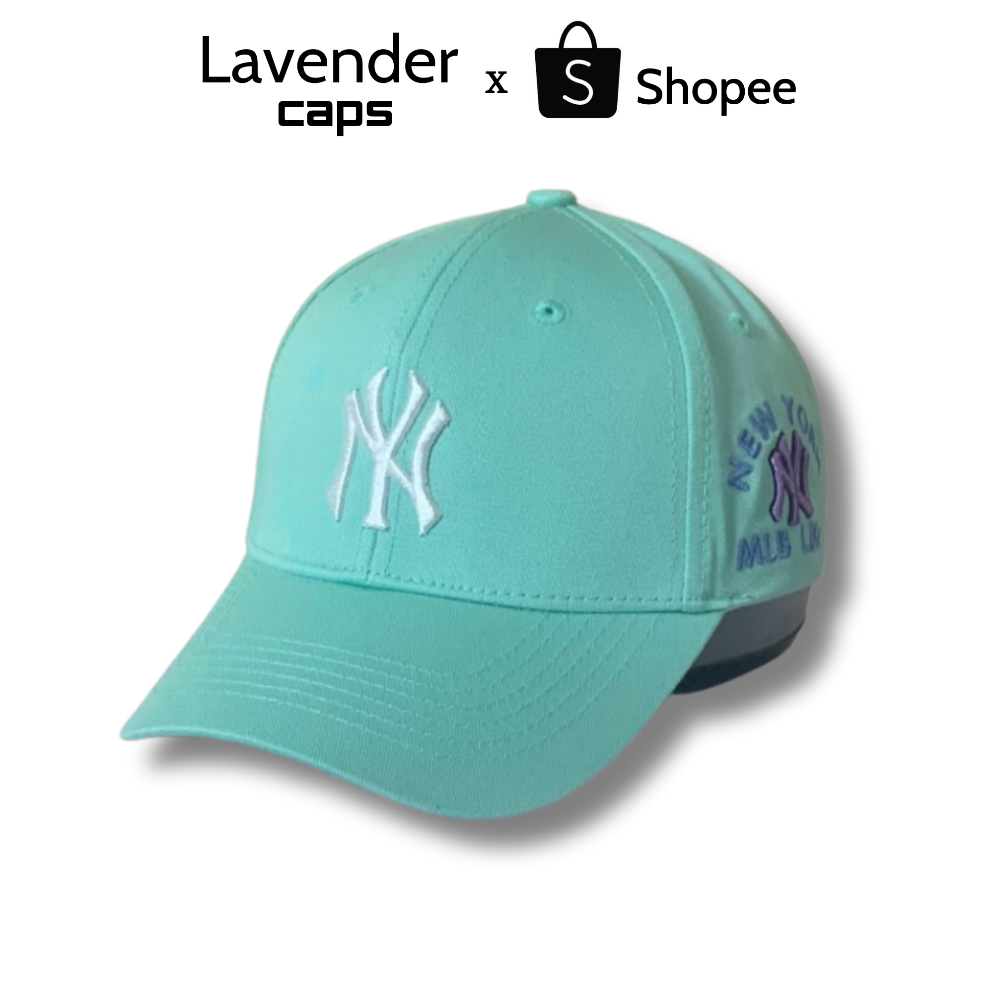 Nón kết Mũ lưỡi trai NY xanh ngọc logo thêu dành cho mọi lứa tuổi Free size