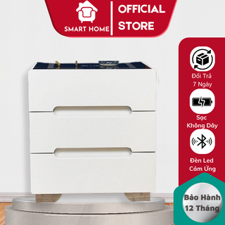 Tủ đầu giường, Tap đầu giường thông minh Smart home 3 ngăn chức năng chân sạc không dây kết nối cổng usb, loa bluetooth