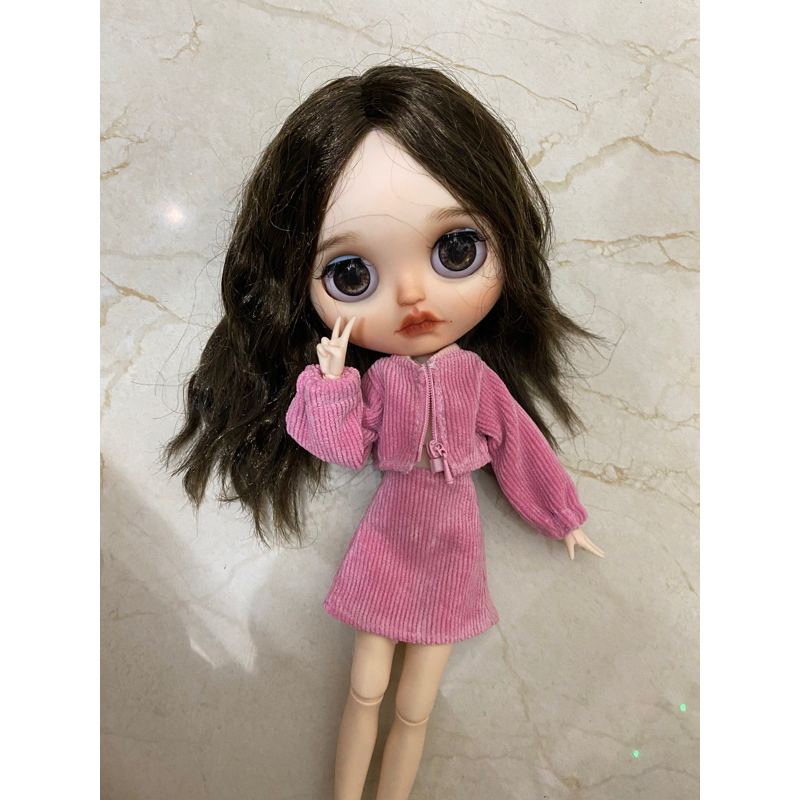 Set áo váy hồng khoá kéo size xinyi,blythe