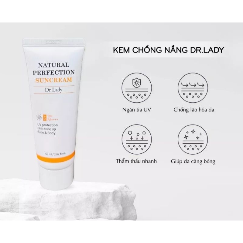 Kem chống nắng Dr Lady 60ml SPF 50+/ PA++++Nâng tone, giúp kiềm dầu siêu đỉnh,ko bết dính, hợp mọi loại da