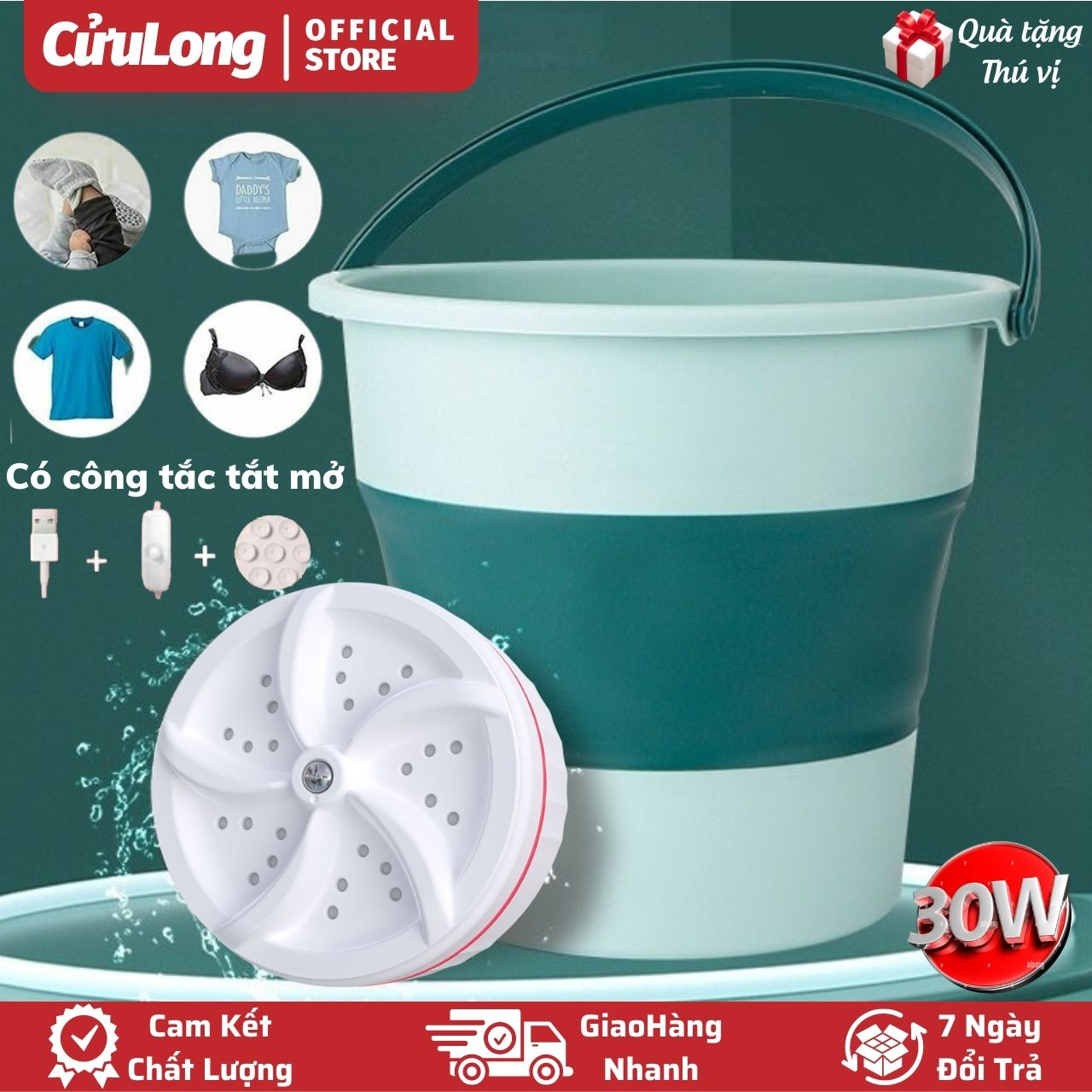Máy Giặt Mini Tự Động Gấp Gọn 5L Thông Minh cầm tay giặt đồ cá nhân cho bé trẻ nhỏ quần áo lót người lớn sinh viên