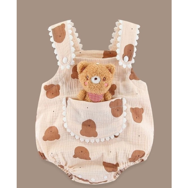 Body Cho Bé Gái HML XÔ MUSLIN HÌNH GẤU Cực Mềm Mát Thấm Hút TẶNG NƠ