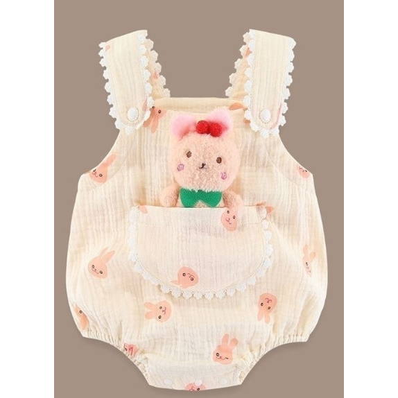 Body Cho Bé Gái HML XÔ MUSLIN HÌNH GẤU Cực Mềm Mát Thấm Hút TẶNG NƠ