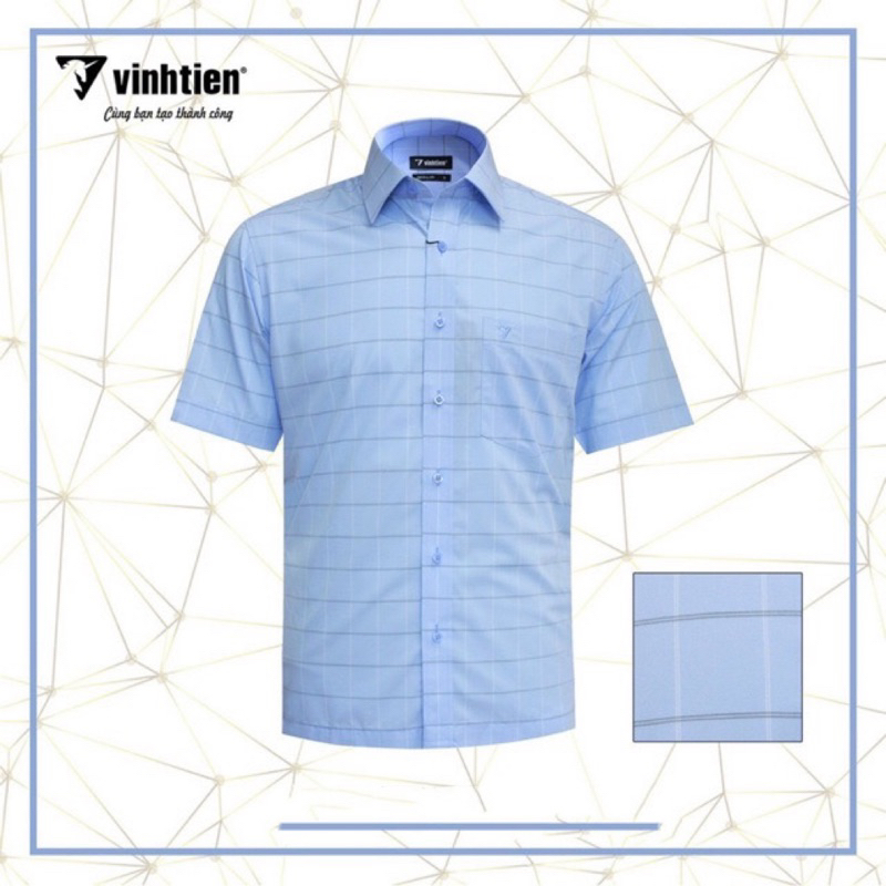 Áo Sơ Mi Ngắn Tay Caro Vải Bamboo Vạt Ngang Form Regular Vĩnh Tiến 445 - Nhiều Màu