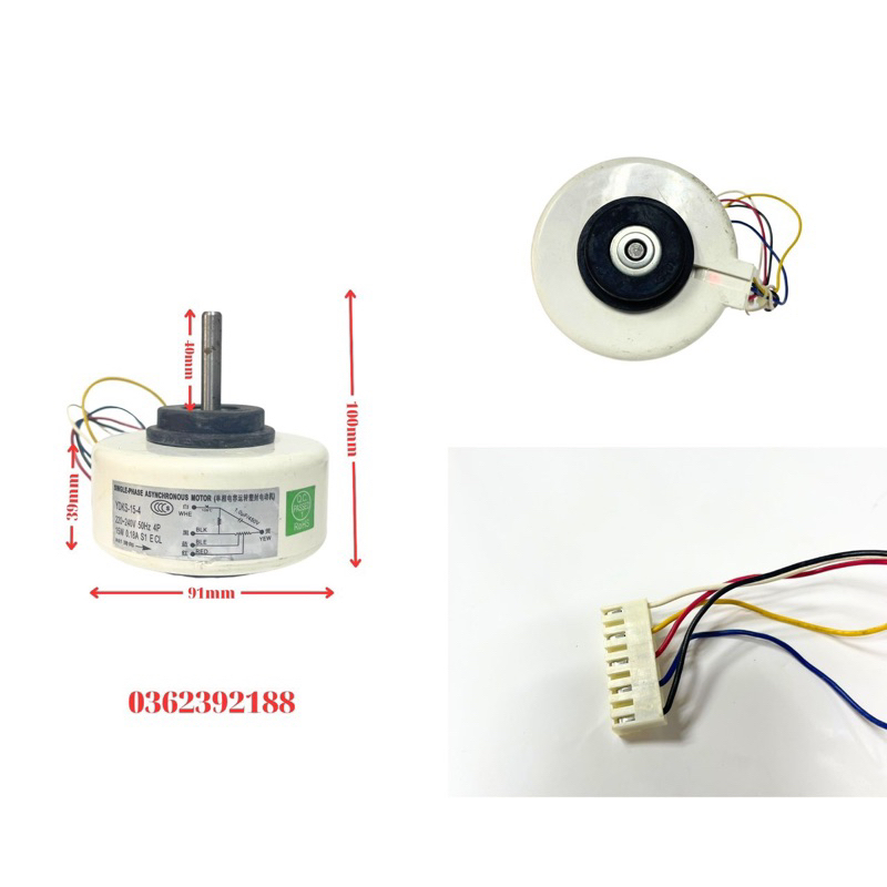 Motor quạt mặt lạnh điều hoà - Mô tơ quạt dàn lạnh 5 Dây, 6 Dây 15W Trục Ngắn -