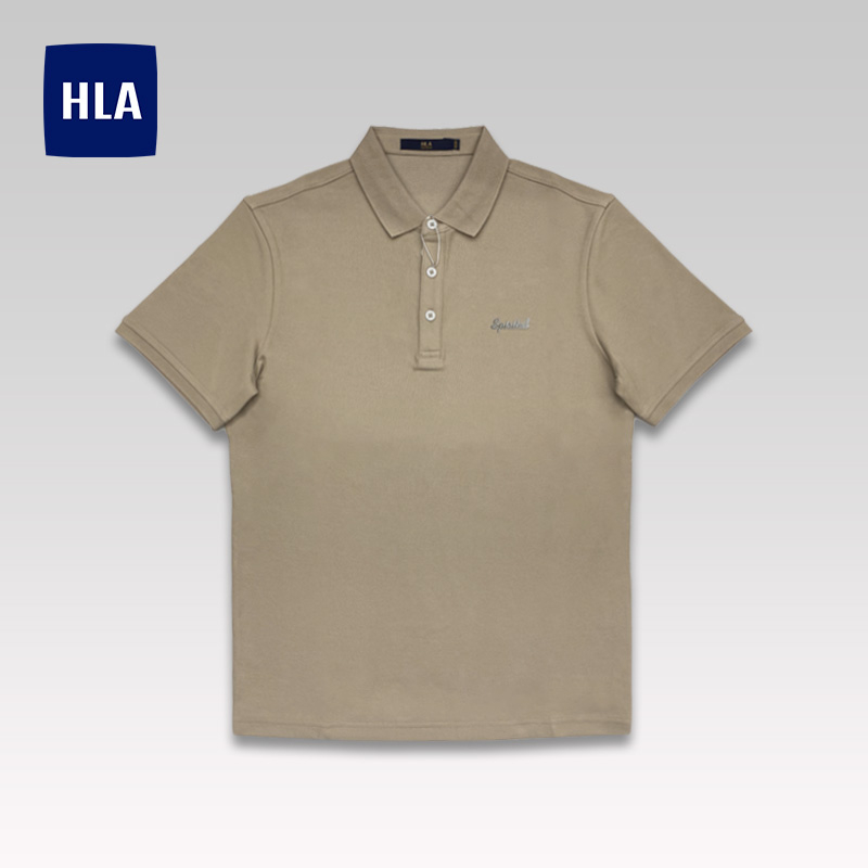 HLA - Áo POLO nam ngắn tay cao cấp thêu logo chữ Letter embroidery on chest short sleeves Polo Shirt