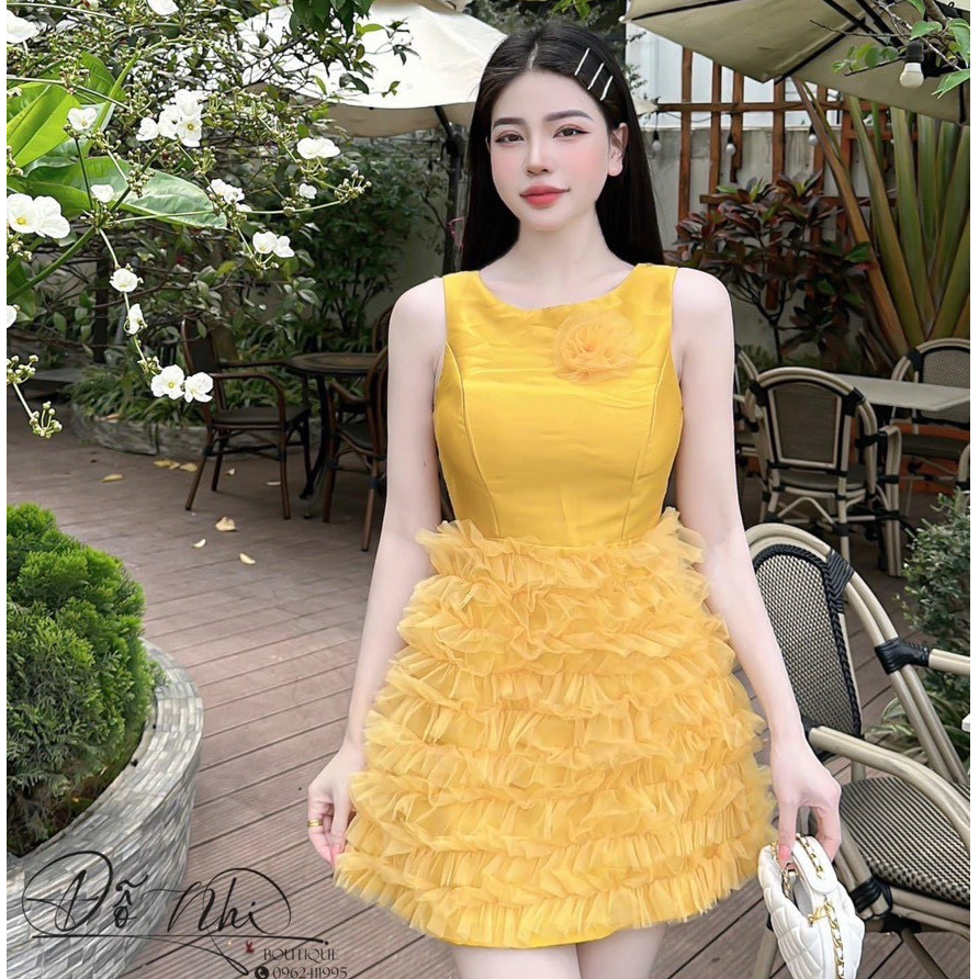 Đầm TAPTA DTTL67 Đầm Nữ Tapta Lưới Kèm Bông Kiểu Dáng Sang Trọng Tiêu Thư Bánh Bèo Thời Trang