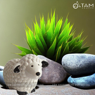 Tượng con cừu gốm béo ú TCV-CUU-01_TAN