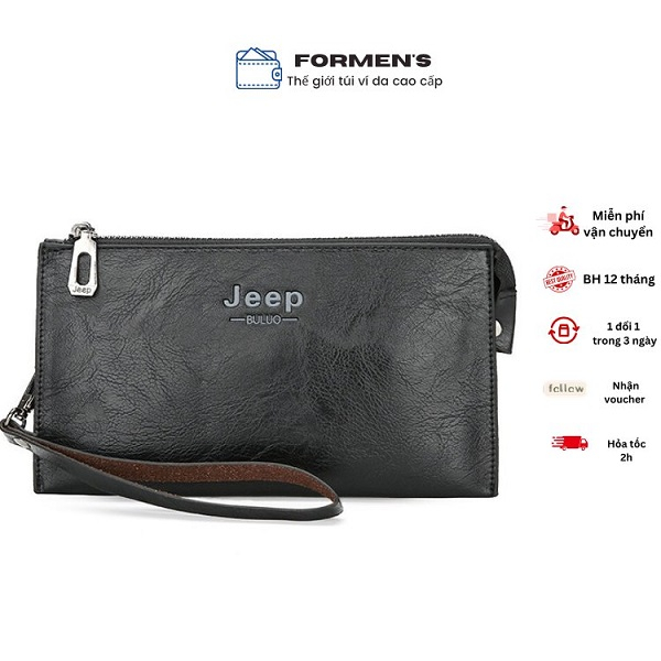 Ví nam cầm tay, Clutch nam, bóp da Jeep Buluo dáng dài, 4 màu sang trọng, nhỏ gọn